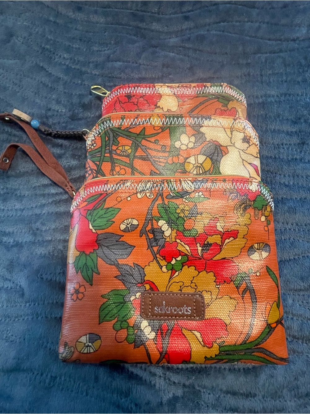 Sakroots Orange Floral Triple-Zip Nesting Bags